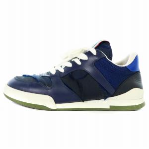 20SS スニーカー カモフラージュ ファブリック レザー 36 ネイビー