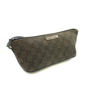 GUCCI GGキャンバス アクセリーポーチ ハンドバッグ キャンバス レザー GG柄 黒 ブラック 7198