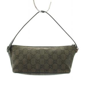 GUCCI GGキャンバス アクセリーポーチ ハンドバッグ キャンバス レザー GG柄 黒 ブラック 7198
