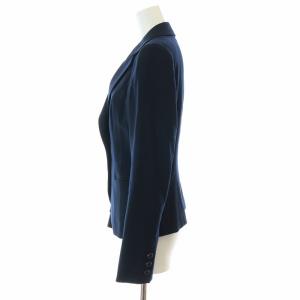 OLD ENGLAND スーツ セットアップ 上下 テーラードジャケット 背抜き フレアスカート ひざ丈 ウール 34 S 紺 ネイビー