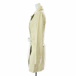 COACH トレンチコート レザー ミドル丈 裏地シグネチャー ベルト付き M アイボリー /KU