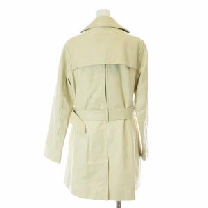 COACH トレンチコート レザー ミドル丈 裏地シグネチャー ベルト付き M アイボリー /KU