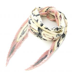 LES CLES 鍵 プリーツカレ ストール スカーフ シルク ピンク 白 ホワイト