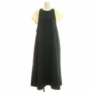 21AW WashedタイプライターレイヤードDRESS ノースリーブ ワンピース ロング Tシャツ セット 36 S グリーン