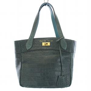 ハンドバッグ トートバッグ クロコ 型押し レザー 緑 グリーン /TK