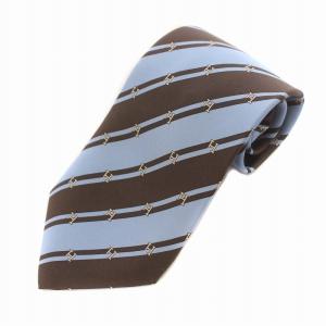 ネクタイ レギュラータイ シルク ストライプ ロゴ 青 ブルー 茶 ブラウン 5275 SA