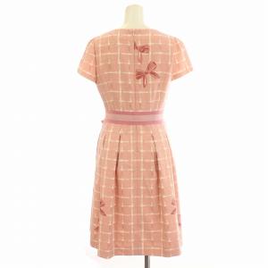 M'S GRACY 18SS ワンピース 半袖 チェック リボン ロング 36 S ピンク