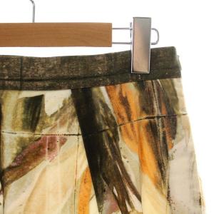 Max Mara Studio MaxMaraStudio スカート ひざ丈 総柄 タック 40 M アイボリー カーキ オレンジ /NW6