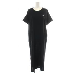 ショートスリーブワンピースクルー S/S ONEPIECE CREW ロング ミモレ 半袖 ロゴ刺繍 L 黒 ブラック NTW31936