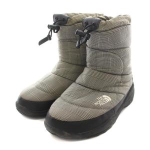 THE NORTH FACE ヌプシブーティ Nuptse Bootie ショートブーツ 中綿 チェック 23.0cm 黒 ブラック 白 ホワイト NF51584