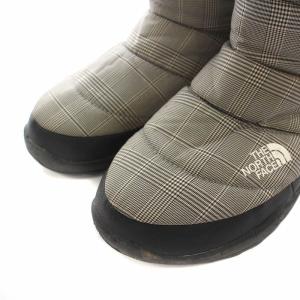 THE NORTH FACE ヌプシブーティ Nuptse Bootie ショートブーツ 中綿 チェック 23.0cm 黒 ブラック 白 ホワイト NF51584