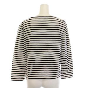 CELINE カットソー ボーダー コットン ボートネック バスクシャツ 七分袖 S 白 ホワイト 黒 ブラック X221680D