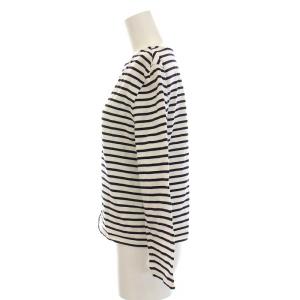 CELINE カットソー ボーダー コットン ボートネック バスクシャツ 七分袖 S 白 ホワイト 黒 ブラック X221680D