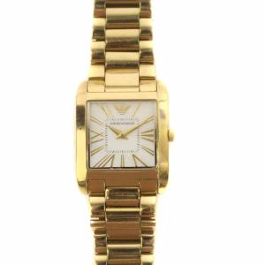 腕時計 クォーツ アナログ 2針 白文字盤 ゴールド色 AR-2052