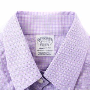 Brooks Brothers ボタンダウンシャツ 長袖 チェック 14.5 S 紫 パープル /KH
