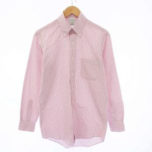 ボタンダウンシャツ 長袖 チェック 14.5 S オレンジ /KH
