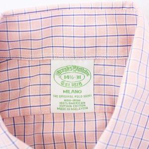 Brooks Brothers ボタンダウンシャツ 長袖 チェック 14.5 S オレンジ /KH