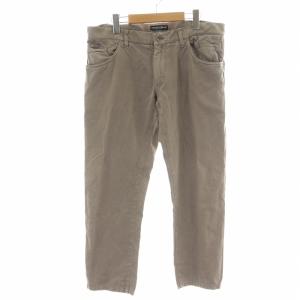 チノパンツ ジップフライ 麻 リネン混 50 L 茶 ブラウン