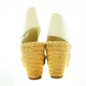 CELINE フィービー期 サンダル エスパドリーユ ウェッジソール レザー 37 24cm 白 ホワイト ベージュ