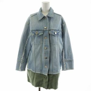 デニムジャケット ジージャン Gジャン 切替 34 XS カーキ 青 ブルー