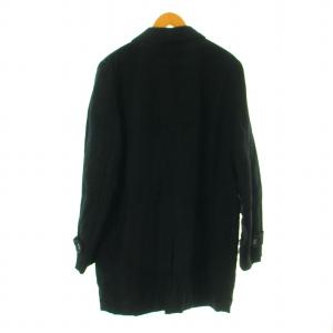 COMME des GARCONS HOMME AD2007 ステンカラーコート ロング 製品洗い加工 ウールリネン S 黒 ブラック HT-C001