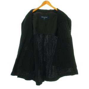 COMME des GARCONS HOMME AD2007 ステンカラーコート ロング 製品洗い加工 ウールリネン S 黒 ブラック HT-C001