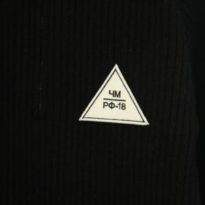 Gosha Rubchinskiy ニット セーター ハーフジップ 長袖 リブ編み ロゴワッペン ウール 黒 ブラック G013-N001