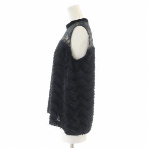 Diagram GRACE CONTINENTAL シャツ ブラウス レース バンドカラー フリンジ 花柄 刺繍 ノースリーブ プルオーバー カットワーク 切替 36 S 黒