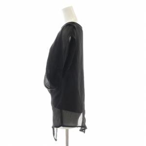 UN3D. メッシュレイヤードアシンメトリーノースリーブTシャツ カットソー シアー 変形 F 黒 ブラック 521820401101