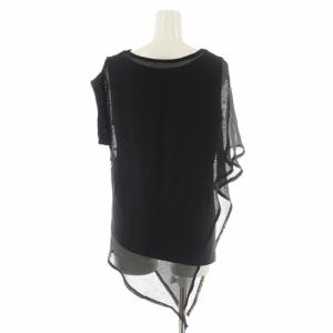 UN3D. メッシュレイヤードアシンメトリーノースリーブTシャツ カットソー シアー 変形 F 黒 ブラック 521820401101