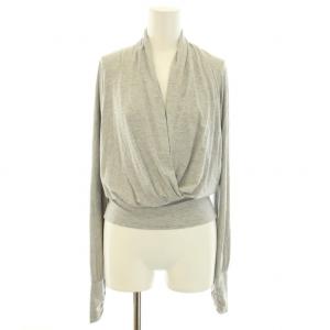 カットソー ブラウス カシュクール 長袖 白タグ S グレー