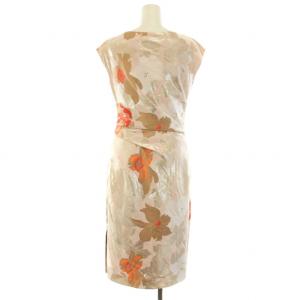 PAULE KA ワンピース ロング 半袖 フレンチスリーブ 花柄 変形 アシンメトリー 38 M ピンク オレンジ