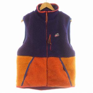 シェルパ フリースレイヤード ボア ベスト L パープル オレンジ