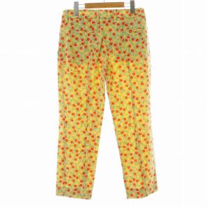 PRADA テーパードパンツ ジップフライ 花柄 ウール 40 M ベージュ オレンジ 黄 イエロー P2469