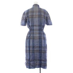 burberrys ヴィンテージ シャツワンピース リネン100％ 9AB2 ブルー