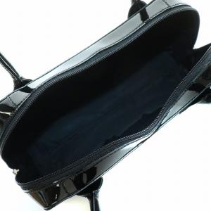 HAMANO ハンドバッグ エナメル 黒 ブラック
