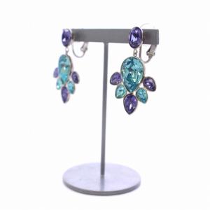 SWAROVSKI イヤリング ビジュー クリスタル 紫 パープル 青 ブルー