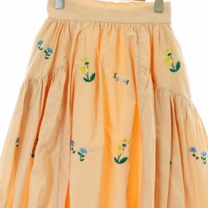 Chesty 22SS フレアスカート ギャザー ロング マキシ フラワー刺繍 コットン 1 S ピンク