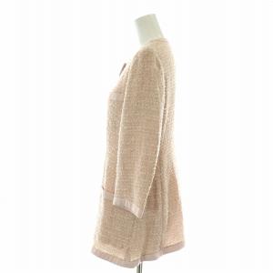 ARMANI COLLEZIONI ノーカラージャケット ツイード シングル 七分袖 40 M ピンク