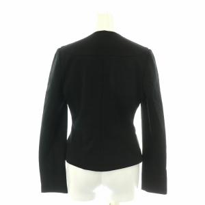 VALENTINO ノーカラージャケット ジップアップ ストレッチ 8 L 黒 ブラック