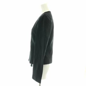 VALENTINO ノーカラージャケット ジップアップ ストレッチ 8 L 黒 ブラック