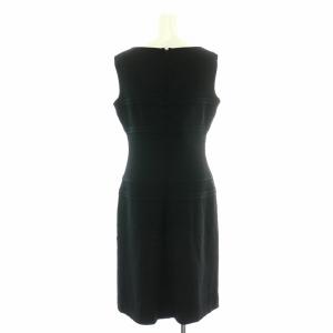 VALENTINO ワンピース ひざ丈 ノースリーブ リボン ステッチ ウール 8 L 黒 ブラック