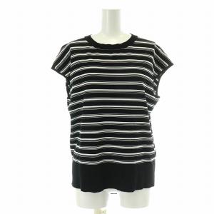 22SS COMPACT CREPE COCCON PO ニット カットソー ボーダー クルーネック ノースリーブ