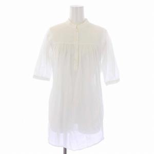 シャツ ブラウス 半袖 ハーフボタン 38 S 白 ホワイト /BM