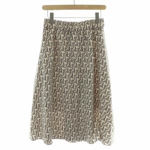 BALLSEY 22SS ジオメトリックプリント フレアロングスカート ミモレ ウエストゴム 総柄 36 S ベージュ
