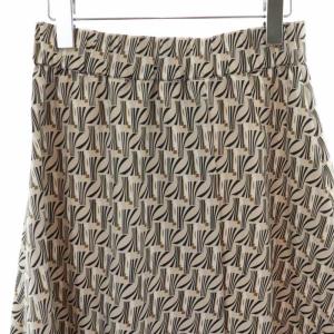 BALLSEY 22SS ジオメトリックプリント フレアロングスカート ミモレ ウエストゴム 総柄 36 S ベージュ