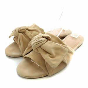 ミュール サンダル フラット スエード リボン 6.5 23.5cm ベージュ