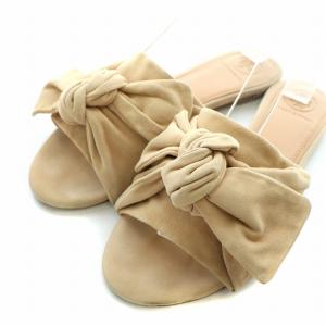 TORY BURCH ミュール サンダル フラット スエード リボン 6.5 23.5cm ベージュ