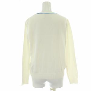 Chesty ニット カーディガン 花柄 鳥柄 パールボタン 切替 長袖 F 白 ホワイト