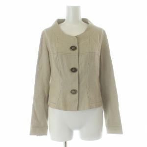 ノーカラージャケット 総裏地 ショート丈 M ベージュ
